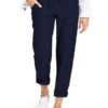 Casual Solid Color Elastic Waist Side Pockets Trouser Pants - Image 4