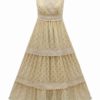 Chiffon Maxi Dresses V Neck Sleeveless Polka Dot Floor Length Dress - Image 4