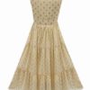 Chiffon Maxi Dresses V Neck Sleeveless Polka Dot Floor Length Dress - Image 5