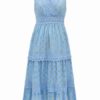 Chiffon Maxi Dresses V Neck Sleeveless Polka Dot Floor Length Dress - Image 6