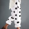 Cotton Polka Dot Elastic Waist Pockets Pants - Image 4