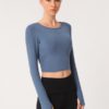 Crossed Straps Backless Fitted Yoga T Shirts - Image 2