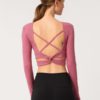 Crossed Straps Backless Fitted Yoga T Shirts - Image 4