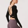 Crossed Straps Backless Fitted Yoga T Shirts - Image 6