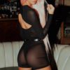 Cut Out Mesh Sheer Shorts Pants Rompers - Image 6