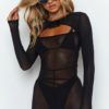 Cut Out Mesh Sheer Shorts Pants Rompers - Image 7