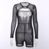 Cut Out Mesh Sheer Shorts Pants Rompers - Image 9