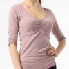 Drawstring Fitted V Neck Short Sleeve Yoga T-Shirt - Image 3