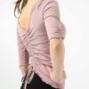Drawstring Fitted V Neck Short Sleeve Yoga T-Shirt - Image 4