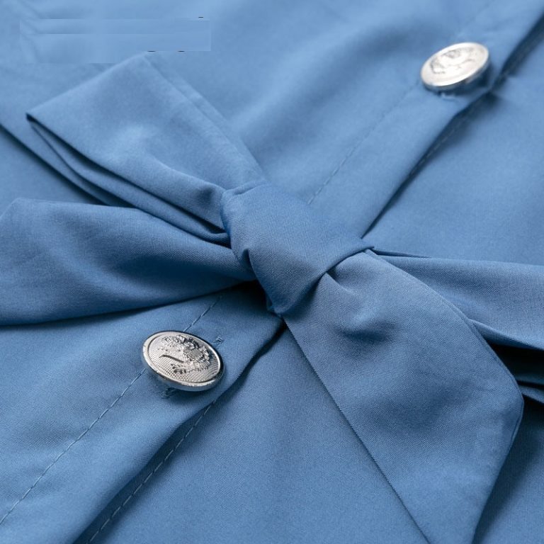 Elegant A line Solid Buttons Midi Dress - Image 4