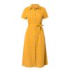 Elegant A line Solid Buttons Midi Dress - Image 6