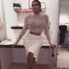 Elegant Bodycon Long Sleeve Beading Club Wear Sets
