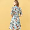 Elegant Floral Print Bow Beading Midi Dress - Image 6