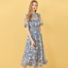 Elegant Flowers Embroidery Party Midi Dresses - Image 2