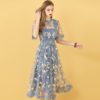 Elegant Flowers Embroidery Party Midi Dresses - Image 5