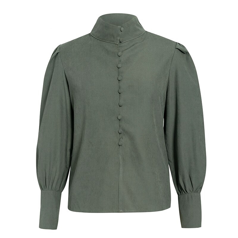 Elegant Puff Sleeve Solid Blouse Shirt - Image 7
