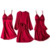 Elegant Shorts Faux Silk Nightdress 4 Pieces - Image 3