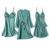 Elegant Shorts Faux Silk Nightdress 4 Pieces - Image 7