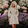 Elegant Buttons Long Sleeve Shirt Dress - Image 3