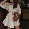 Elegant Buttons Long Sleeve Shirt Dress - Image 4