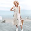 Elegant Ruffle Sleeve V-Neck Striped Long Dress - Image 2