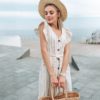 Elegant Ruffle Sleeve V-Neck Striped Long Dress - Image 4