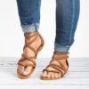 Flat Sandals - Narrow Crisscrossed Straps