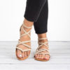 Flat Sandals - Narrow Crisscrossed Straps - Image 3