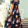 Floral Off The Shoulder Split Maxi Dresses - Image 3
