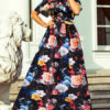Floral Off The Shoulder Split Maxi Dresses - Image 4