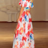 Floral Off The Shoulder Split Maxi Dresses - Image 5