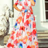 Floral Off The Shoulder Split Maxi Dresses - Image 6