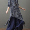Half Sleeves Floral Print Jewel Neck Layered Cotton Long Maxi Dress - Image 2