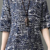 Half Sleeves Floral Print Jewel Neck Layered Cotton Long Maxi Dress - Image 4