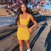 Hollow Out Sleeveless Crop Top Mini Skirt