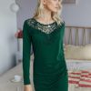 Lace Spliced O-neck Long Sleeves Dress - Image 3