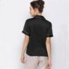 Lapel Collar Short Sleeve Striped Sleepwear - Image 4
