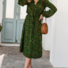 Leopard Print Long Sleeves Shirt Maxi Dresses