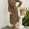 Leopard Print Long Sleeves Shirt Maxi Dresses - Image 6