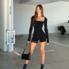 Long Sleeve Letters Embroidery Bodycon Sexy Playsuit - Image 12
