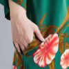 Long Sleeves Floral Print V-Neck Cotton Floor Length Maxi Dress - Image 4