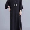 Long Sleeves V-Neck Cotton Long Maxi Dress