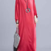 Long Sleeves V-Neck Cotton Long Maxi Dress - Image 2