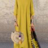 Maxi Dresses Half Sleeves Jewel Neck Printed Long Dress