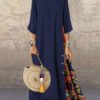 Maxi Dresses Half Sleeves Jewel Neck Printed Long Dress - Image 5