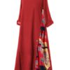 Maxi Dresses Half Sleeves Jewel Neck Printed Long Dress - Image 4