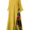 Maxi Dresses Half Sleeves Jewel Neck Printed Long Dress - Image 2