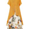 Maxi Dresses Jewel Neck Short Sleeves Printed Fake Two-Piece Style Long Dress - Image 2