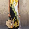 Maxi Dresses Jewel Neck Sleeveless Printed Long Dress