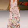 Maxi Dresses Lilac V-Neck Sleeveless Printed Long Dress - Image 5